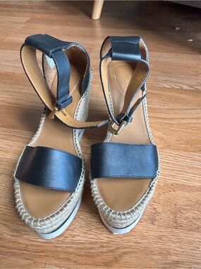 See by Chloe Glyn Calf Leather Wedge Sandals